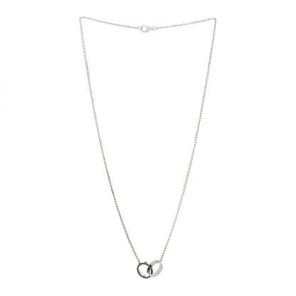 Cartier 18K White Gold Black Ceramic Diamond Interlocking LOVE Necklace 2 of 5