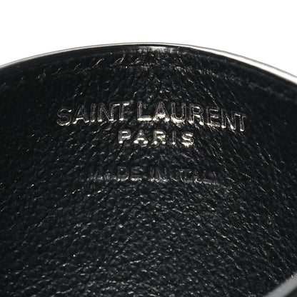 Saint Laurent Calfskin Lambskin Snakeskin Embossed Monogram Credit Card Case Black White 6 of 9