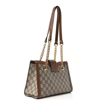 Gucci GG Supreme Monogram Calfskin Small Padlock Tote Beige Ebony Tuscany 3 of 10