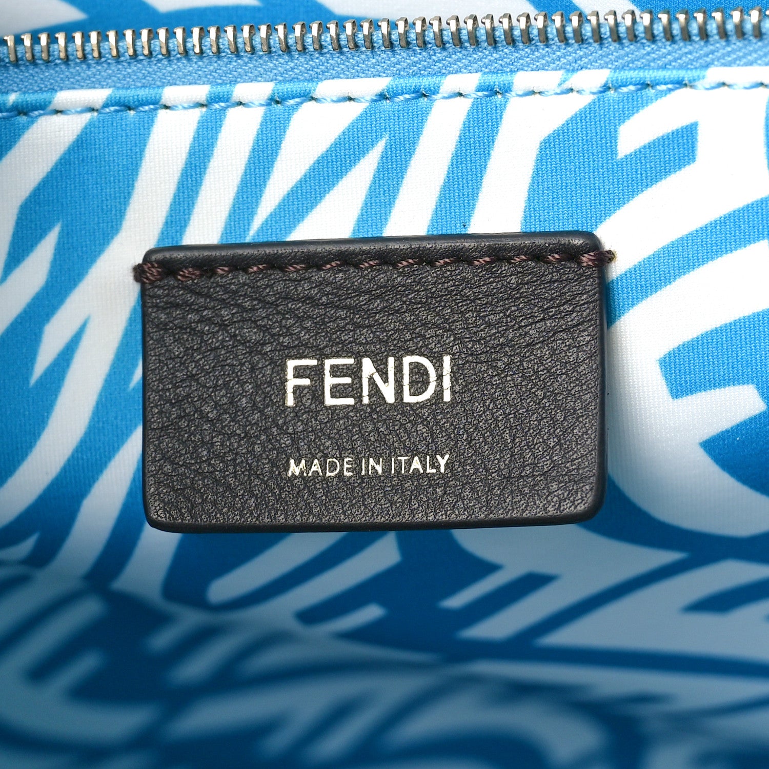 Fendi X SARAH COLEMAN Glazed Canvas Vitello King FF Vertigo Shopping Tote Bag Cyber Blue White 6 of 12