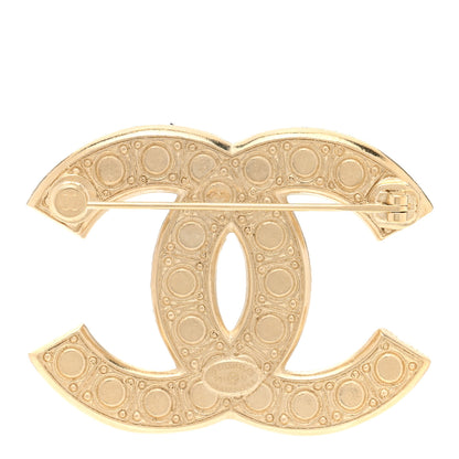 Chanel Metal Crystal Graduated Pearl CC Brooch Gold 3 of 4