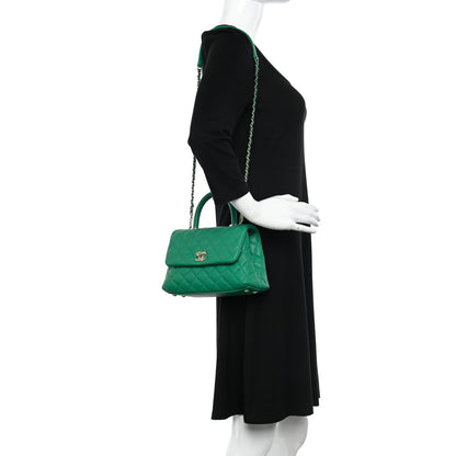Chanel Caviar Quilted Mini Coco Handle Flap Green 2 of 10