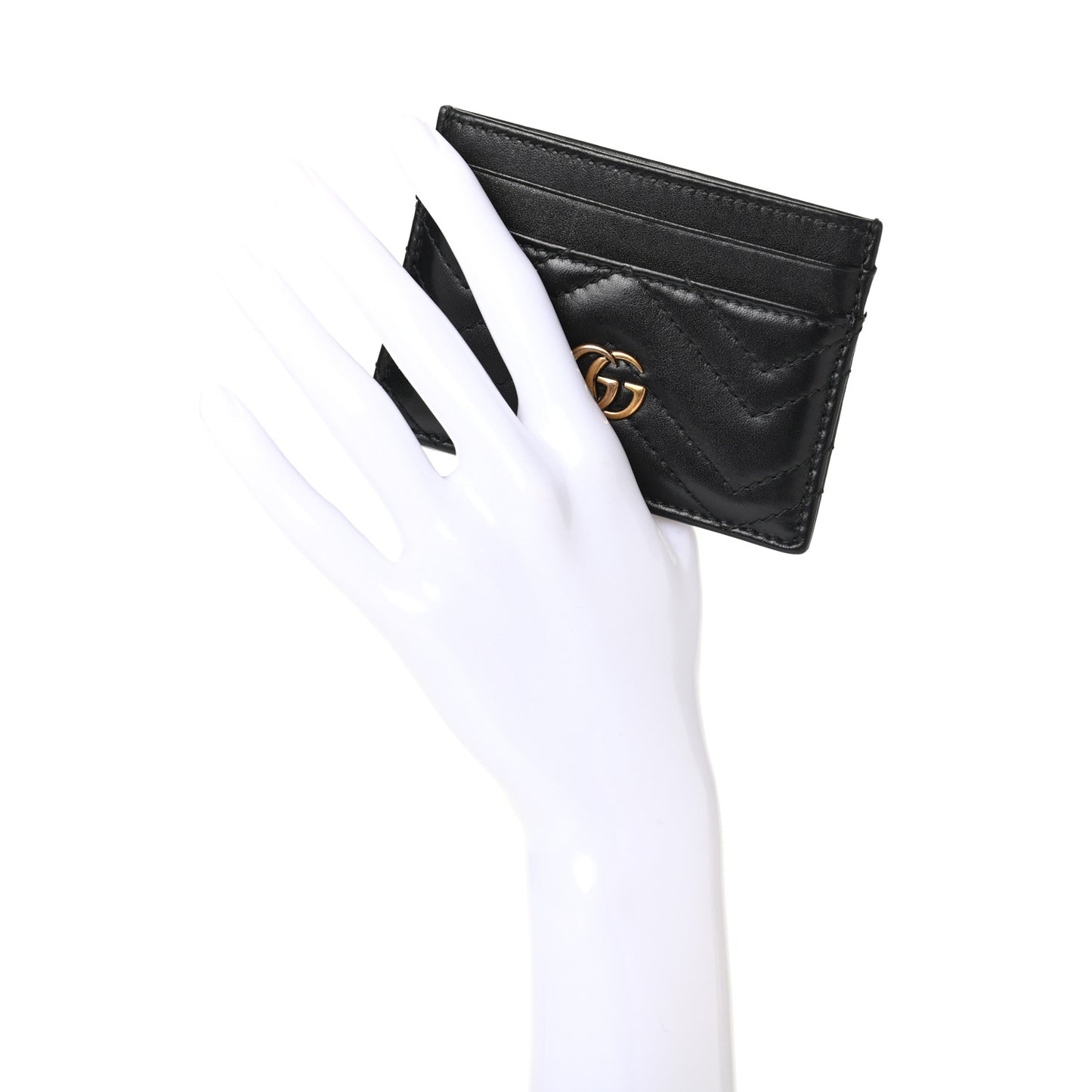 Calfskin Matelasse GG Marmont Card Holder Black