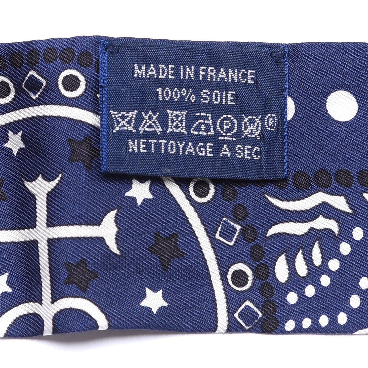 Hermes Silk Peuple Du Vent Bandana Twilly Marine White Black 4 of 4