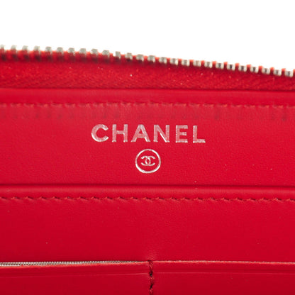 Chanel Caviar Quilted Large Gusset Zip Around Wallet Red 6 of 8