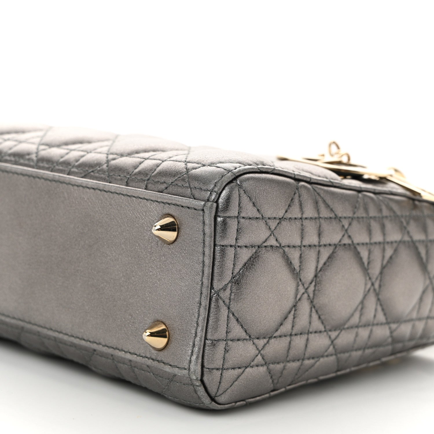 Christian Dior Lambskin Cannage Small My ABCDior Lady Dior Metallic Grey 10 of 12