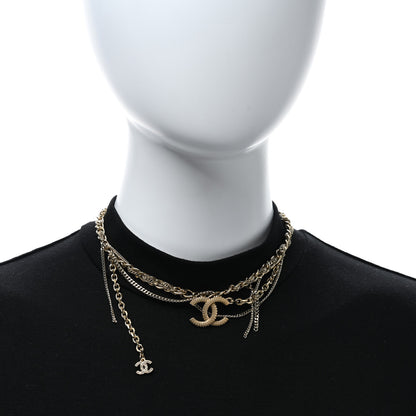 Chanel Metal Chain Link CC Multi Strand Choker Necklace Gold 2 of 5