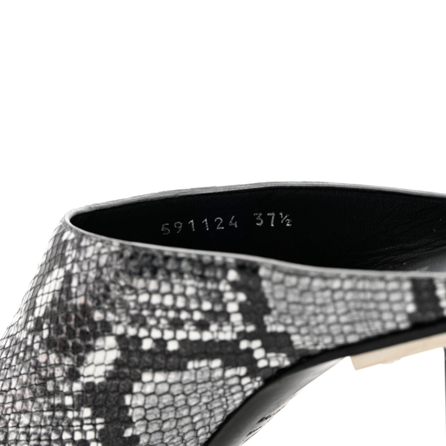 Balenciaga Kidskin Snake Effect Knife Pointy Toe Mule Pumps 37.5 Silver 6 of 12