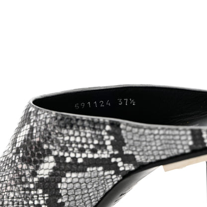 Balenciaga Kidskin Snake Effect Knife Pointy Toe Mule Pumps 37.5 Silver 6 of 12
