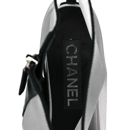 Chanel Mesh Grosgrain Camellia Short Boots 38.5 Grey Black 8 of 9
