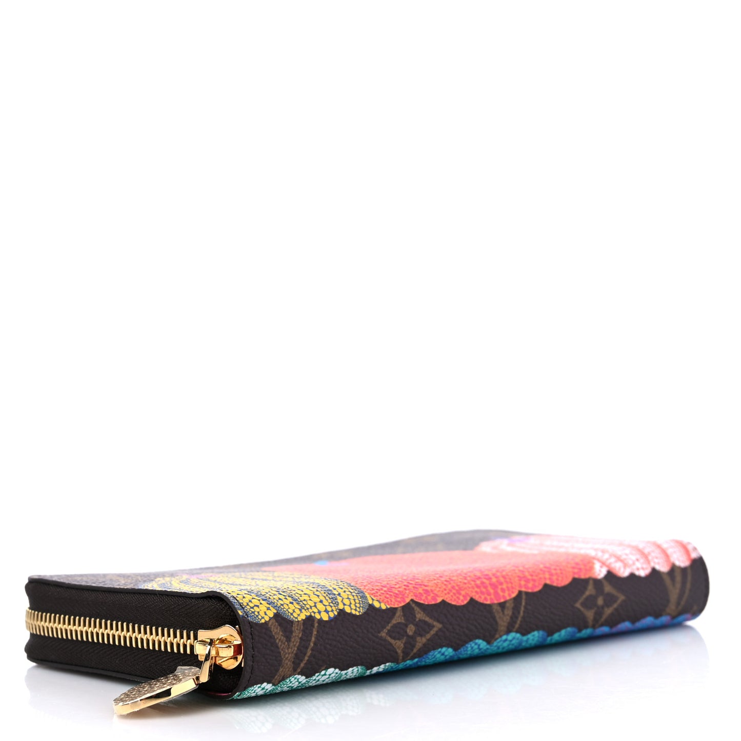 LV X YK Monogram Kusama Pumpkin Zippy Wallet