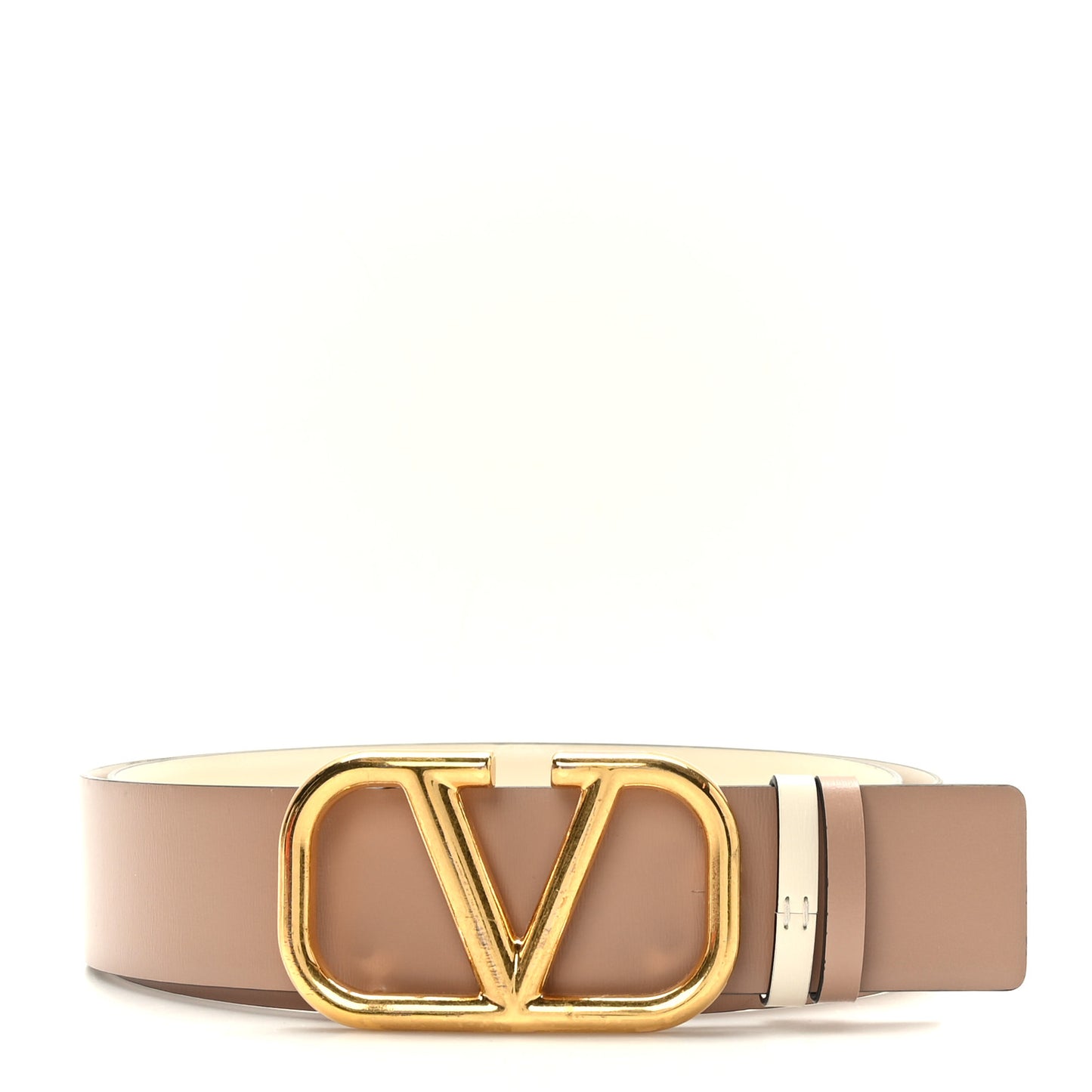 Glossy Calfskin VLogo Reversible 40mm Belt 90 36 Light Ivory Rose Cannelle