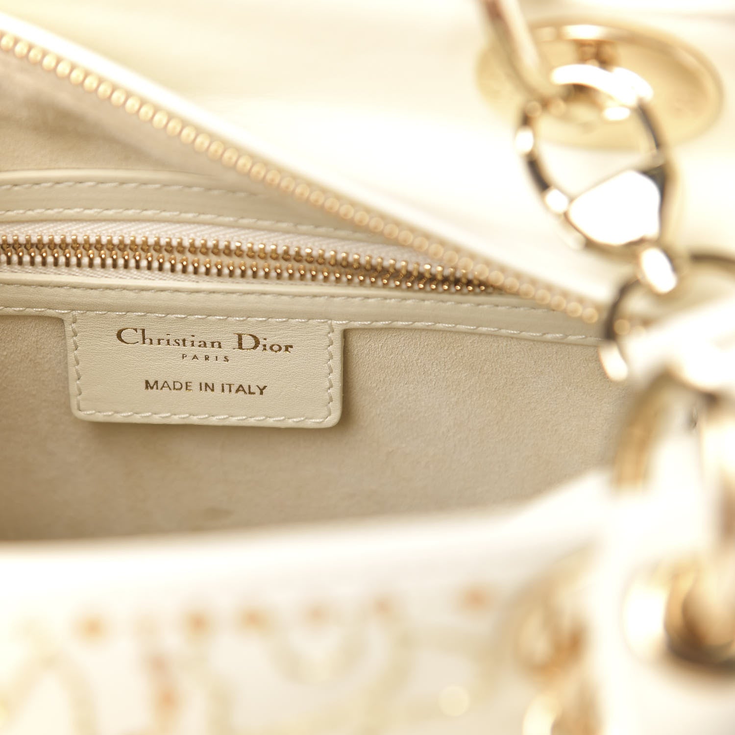 Christian Dior Smooth Calfskin Embroidered Medium Lady Dior White 6 of 10