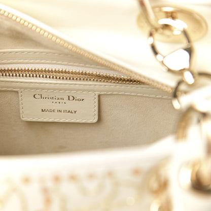 Christian Dior Smooth Calfskin Embroidered Medium Lady Dior White 6 of 10