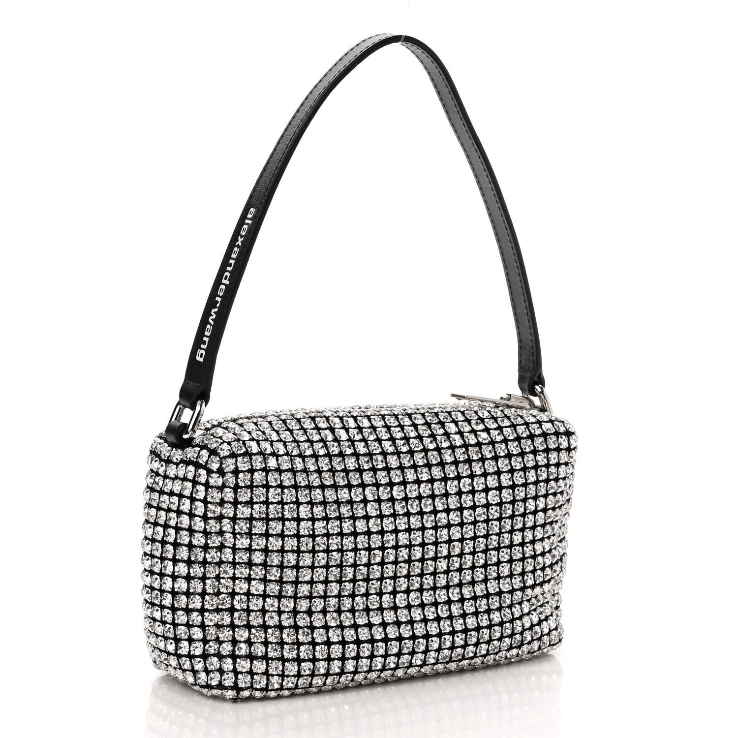 Alexander Wang Mesh Crystal Rhinestone Mini Heiress Pouch Black Silver 3 of 9