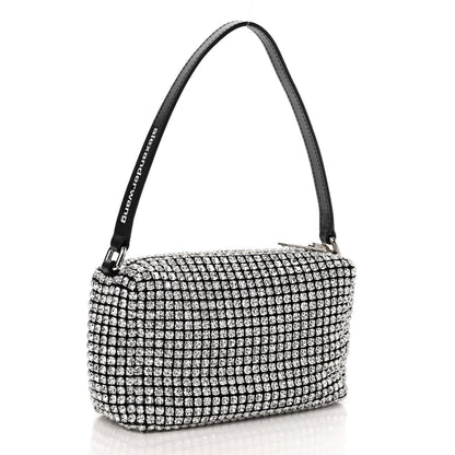 Alexander Wang Mesh Crystal Rhinestone Mini Heiress Pouch Black Silver 3 of 9
