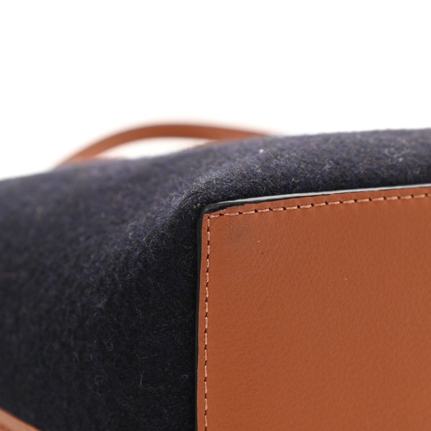 Wool Calfskin Small Love Anagram Tote Navy Tan