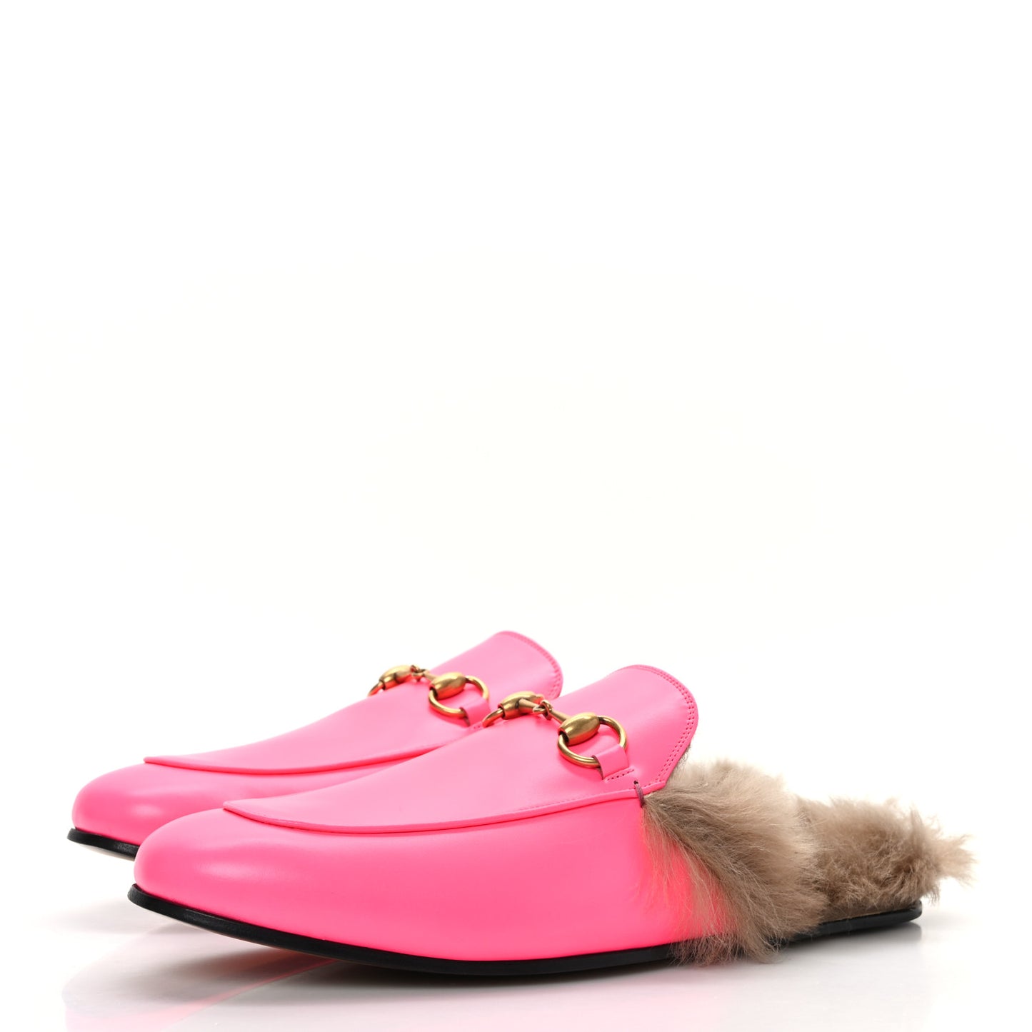 Calfskin Fur Mens Princetown Slippers 8 Fuxia Fluo Natural