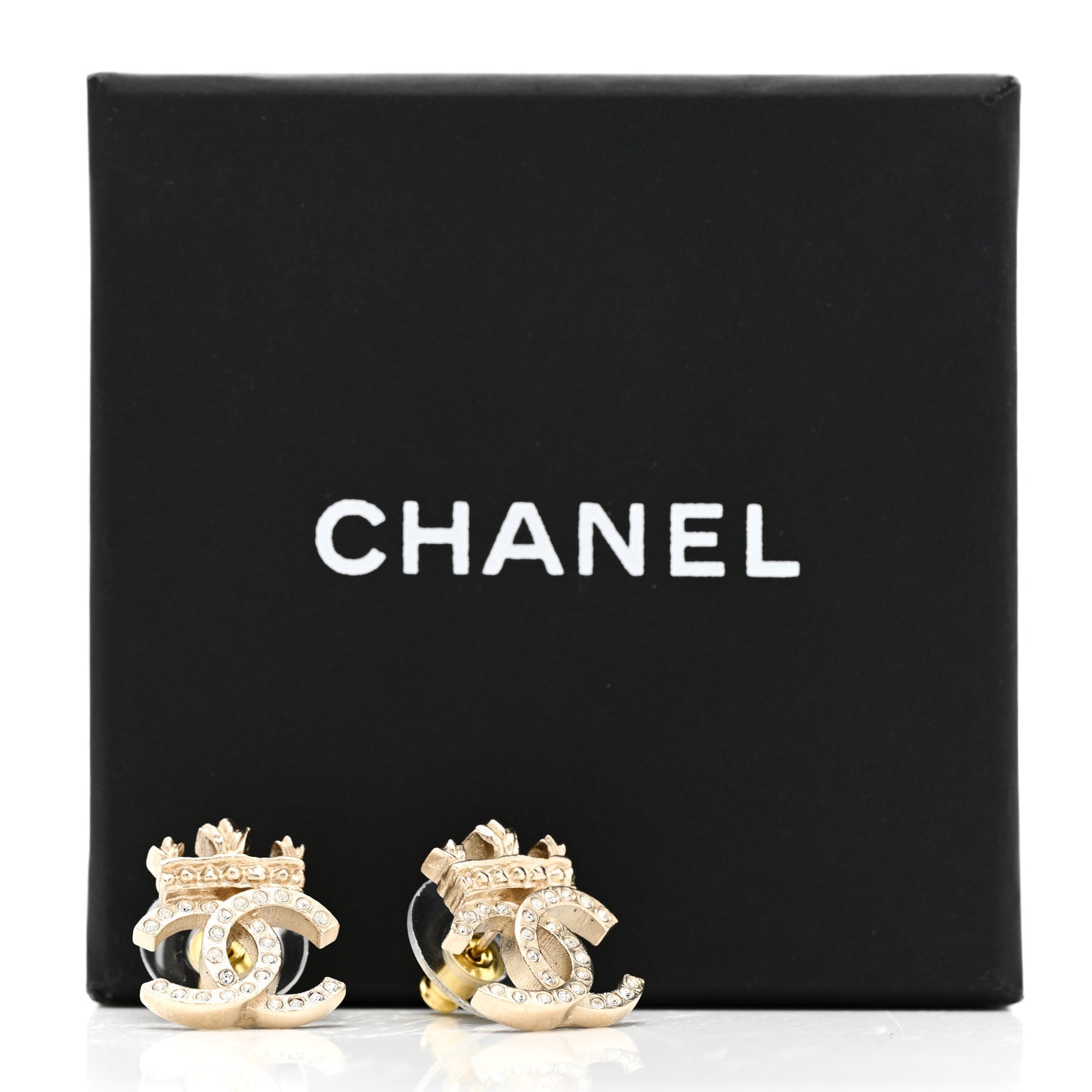 Crystal CC Crown Earrings Gold
