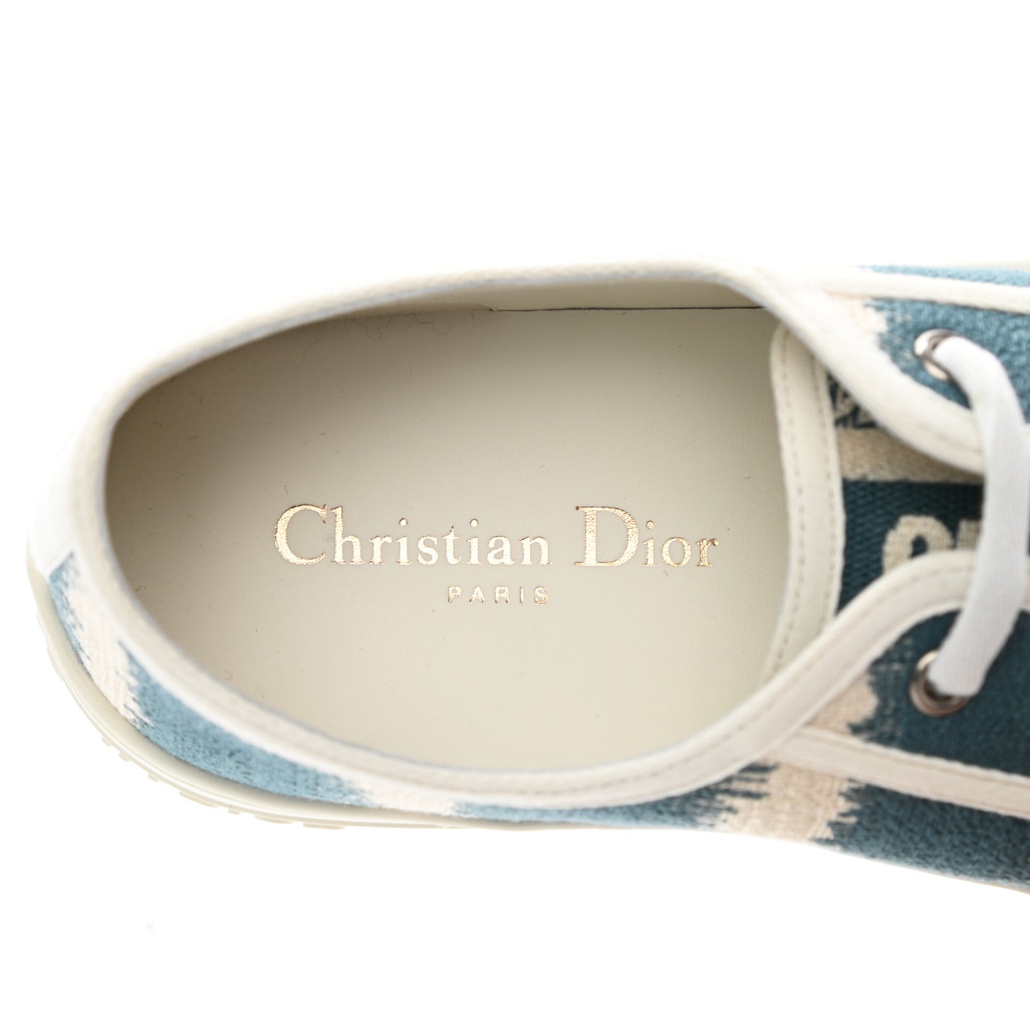 Christian Dior Cotton Embroidered D-Stripes Walk'N'Dior Low Top Sneakers 40 Deep Ocean 5 of 8