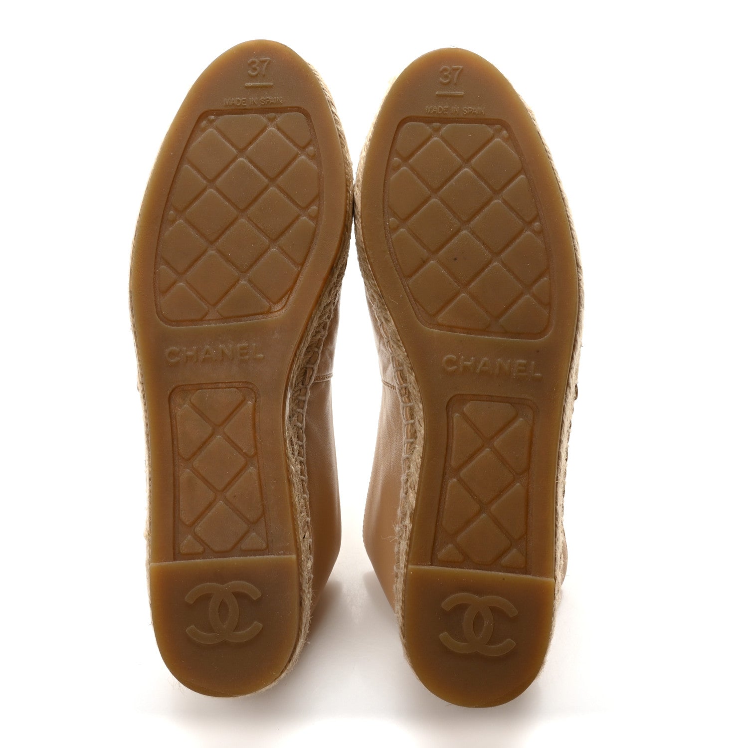 Chanel Lambskin CC Espadrilles 37 Beige Black 6 of 9