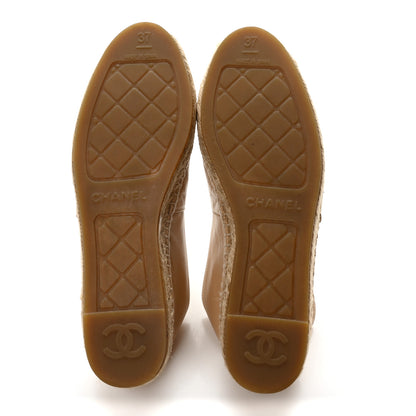 Chanel Lambskin CC Espadrilles 37 Beige Black 6 of 9