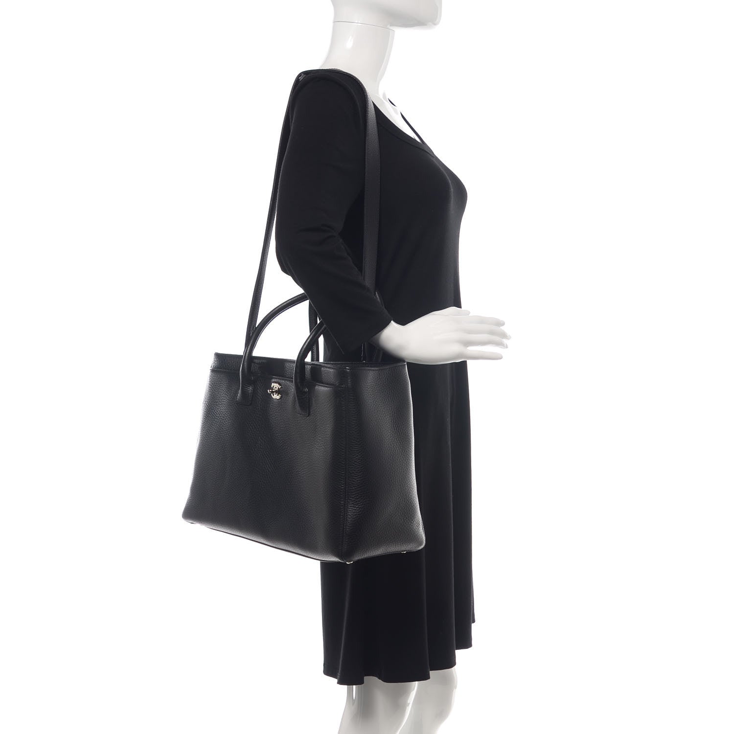 Chanel Calfskin Cerf Executive Shopper Tote Black 2 of 13