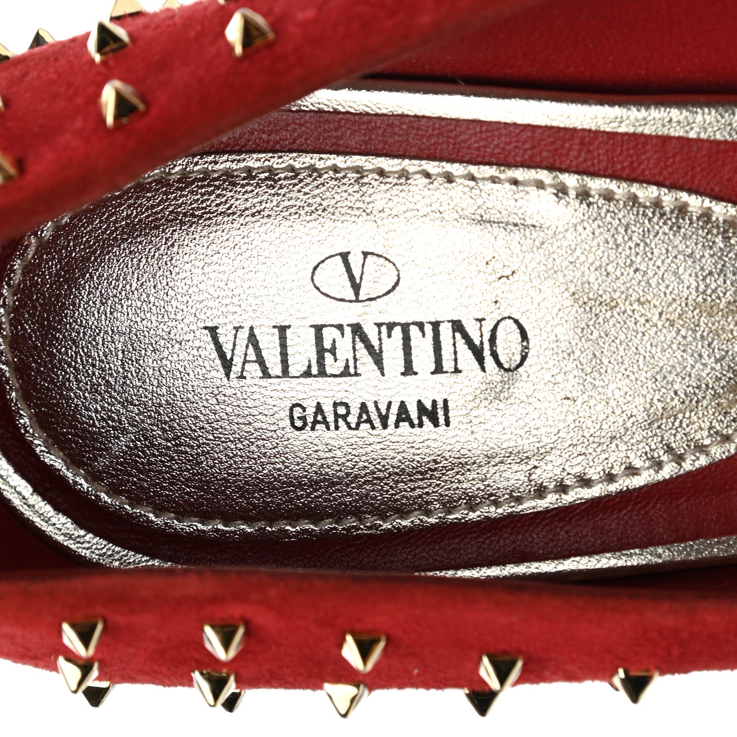 Valentino Garavani Suede Rockstud Stud Pumps 41 Red 7 of 8