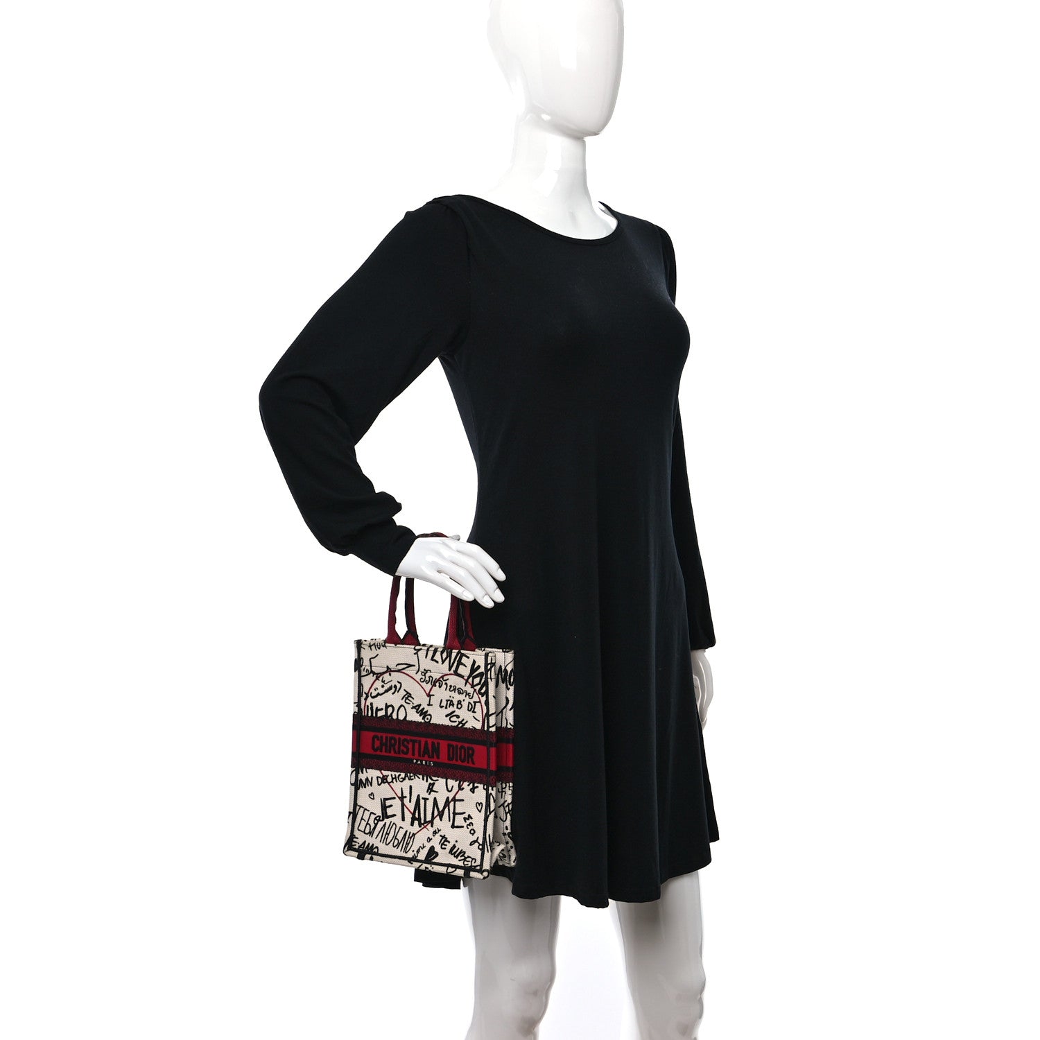 Christian Dior Canvas Embroidered Vertical Dioramour Graffiti Book Tote Latte Multicolor 2 of 9