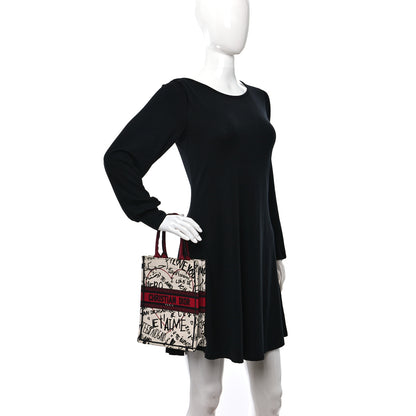 Christian Dior Canvas Embroidered Vertical Dioramour Graffiti Book Tote Latte Multicolor 2 of 9