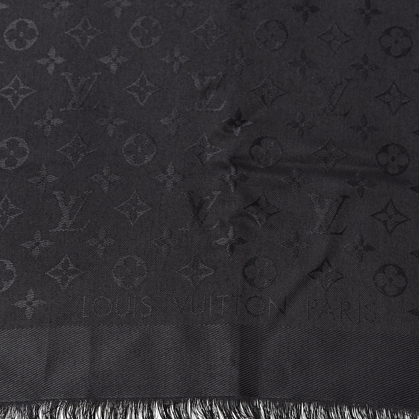 Silk Wool Monogram Shawl Black
