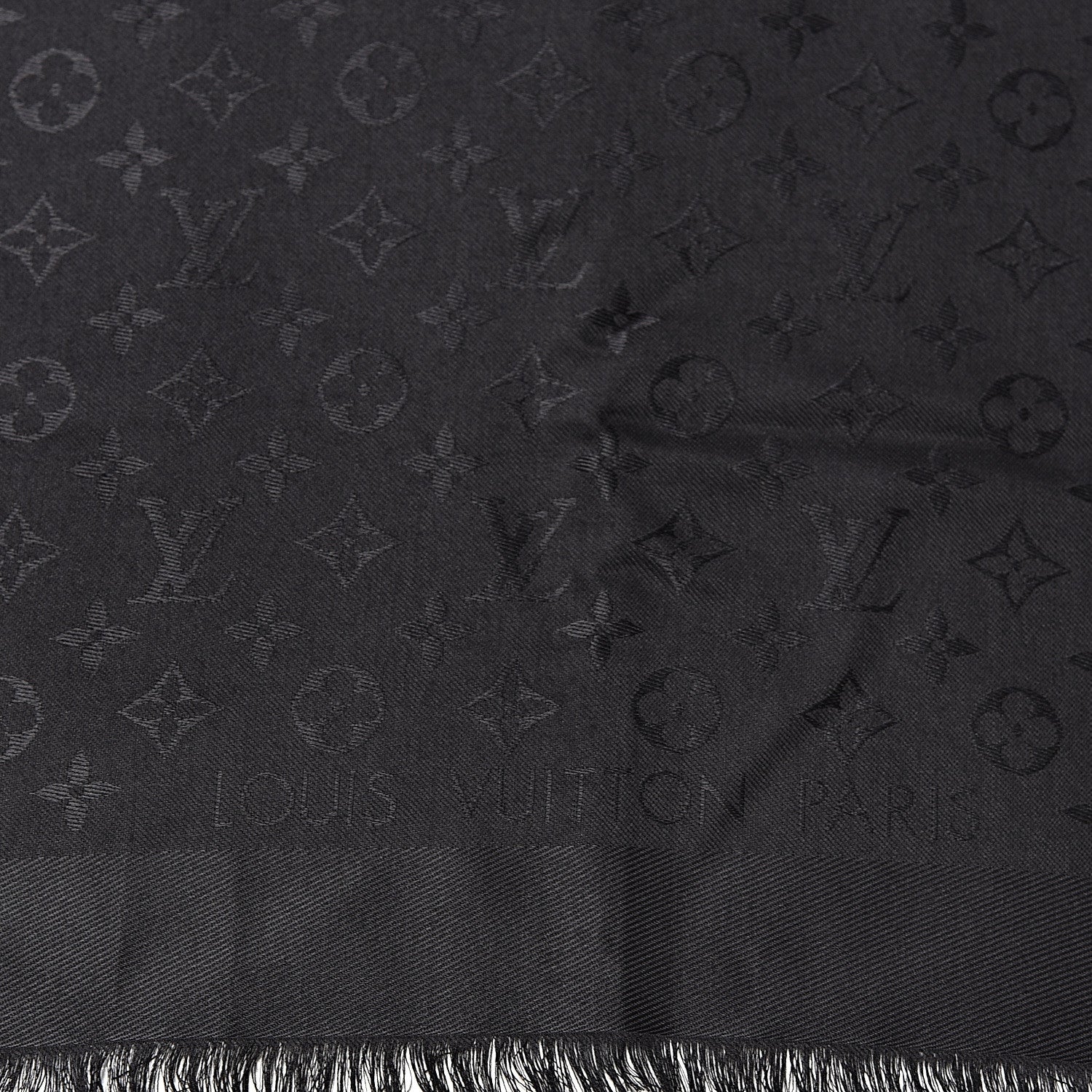 Louis Vuitton Silk Wool Monogram Shawl Black 4 of 5