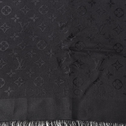 Louis Vuitton Silk Wool Monogram Shawl Black 4 of 5