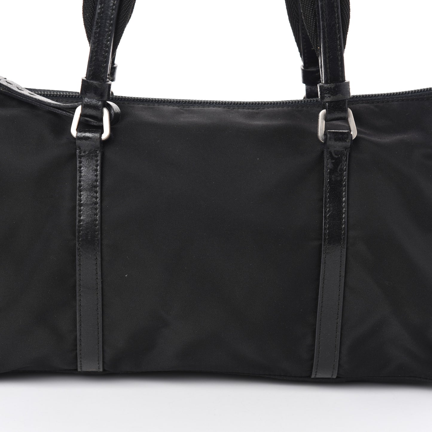 Tessuto Nylon Calfskin Shoulder Bag Black