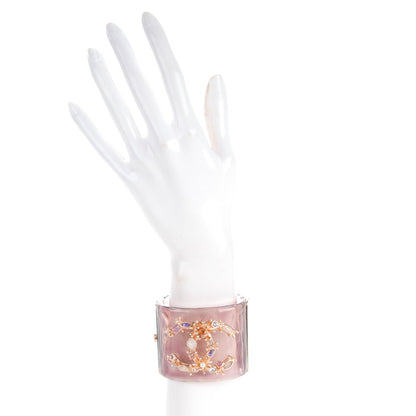 Chanel Lucite Crystal Pearl Gripoix CC Cuff Purple 2 of 6