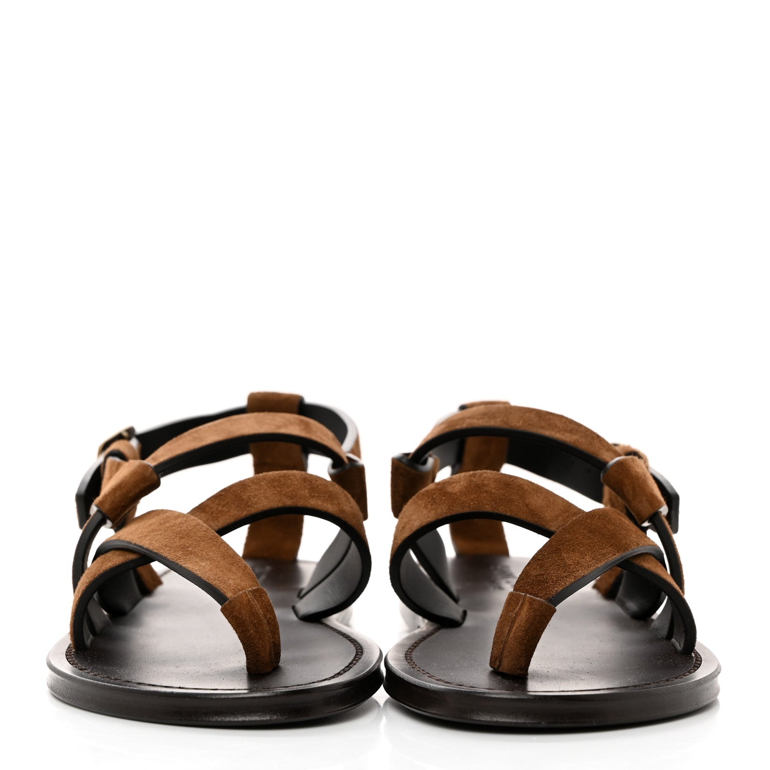 Saint Laurent Suede Culver Flat Sandals 37 Brown 2 of 8