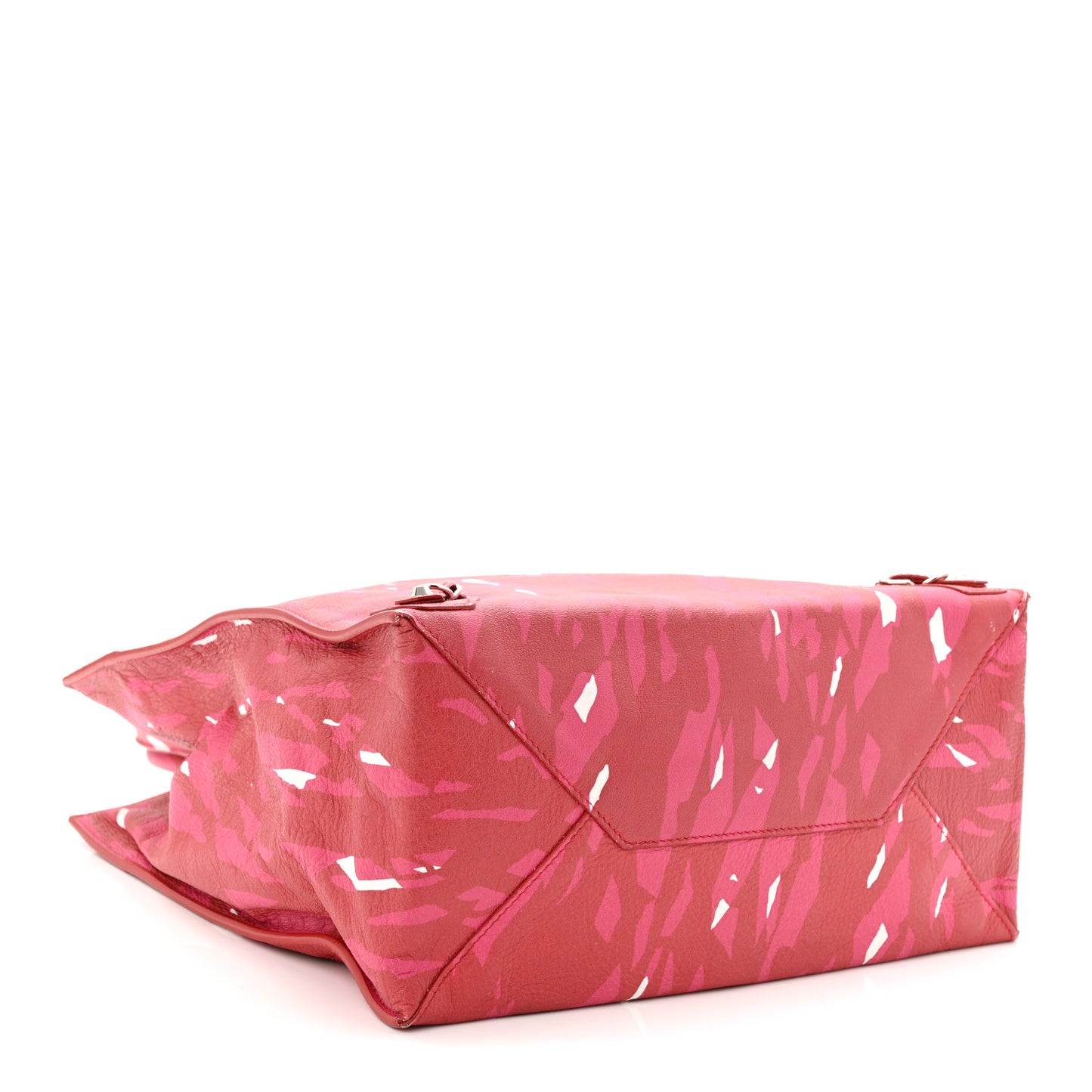 Supple Calfskin Printed Papier A5 Zip Around Tote Red Pink White