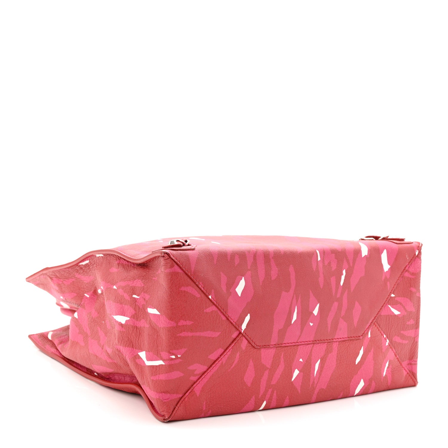 Balenciaga Supple Calfskin Printed Papier A5 Zip Around Tote Red Pink White 5 of 13