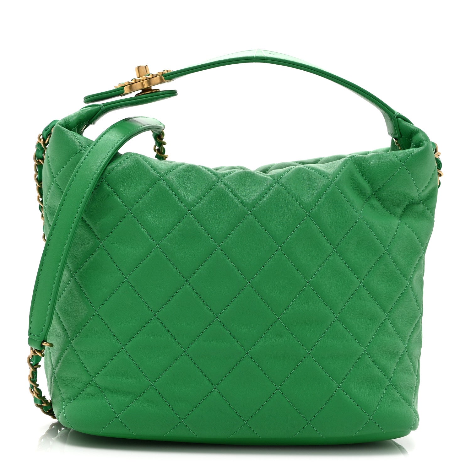 Chanel Lambskin Quilted Large Perfect Meeting Hobo Green 1 of 11