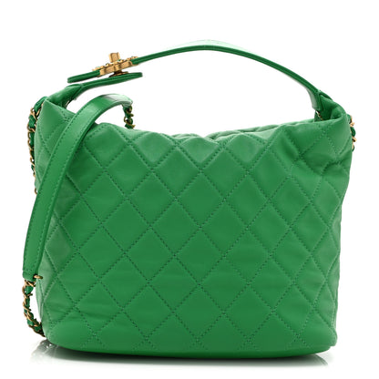 Chanel Lambskin Quilted Large Perfect Meeting Hobo Green 1 of 11
