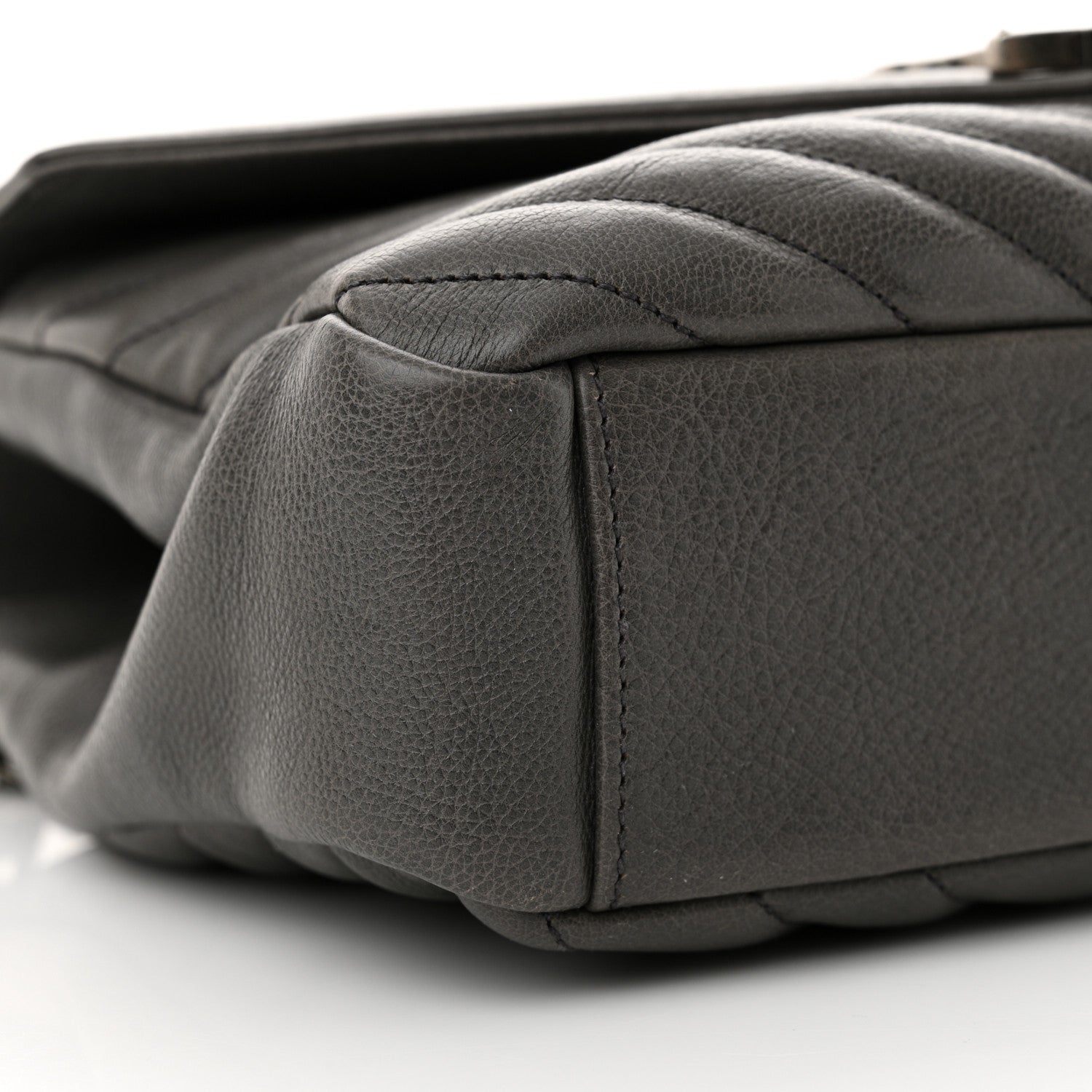 Saint Laurent Sheepskin Matelasse Chevron Monogram Medium College Bag Light Coal 9 of 12