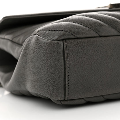 Saint Laurent Sheepskin Matelasse Chevron Monogram Medium College Bag Light Coal 9 of 12