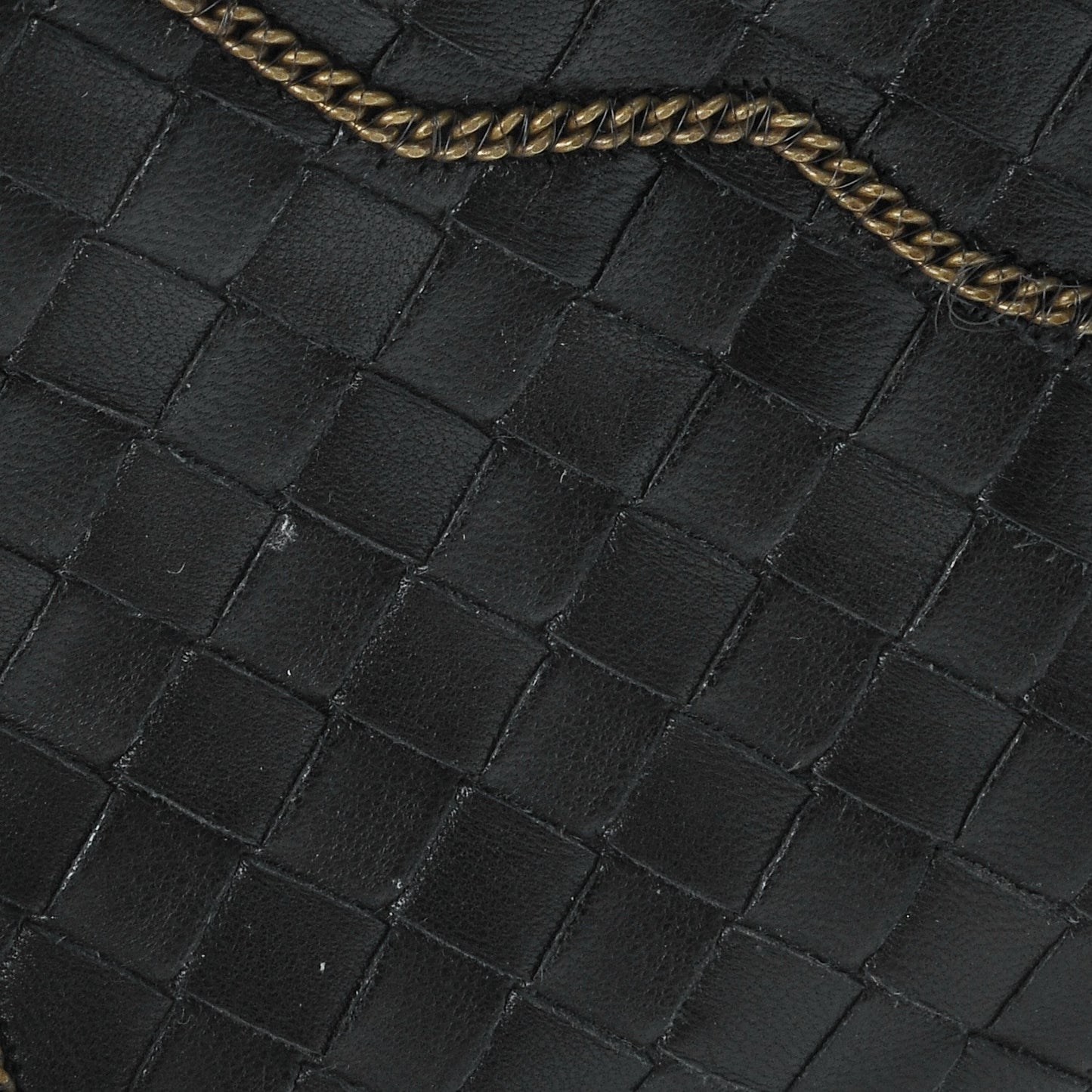 Nappa Intrecciato Zip Around Chain Wallet Nero Black