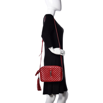 Saint Laurent Calfskin Matelasse Monogram Lou Camera Bag Rouge Eros 2 of 9