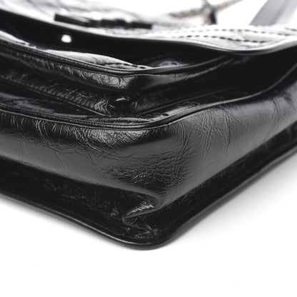 Saint Laurent Crinkled Calfskin Matelasse Monogram Medium Niki Chain Satchel Black 9 of 10