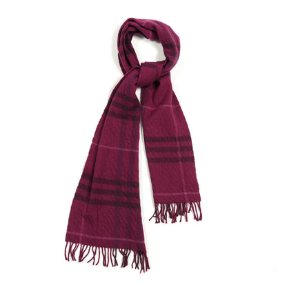 Burberry Cashmere Giant Check Fringe Scarf Fuchsia 1 of 4