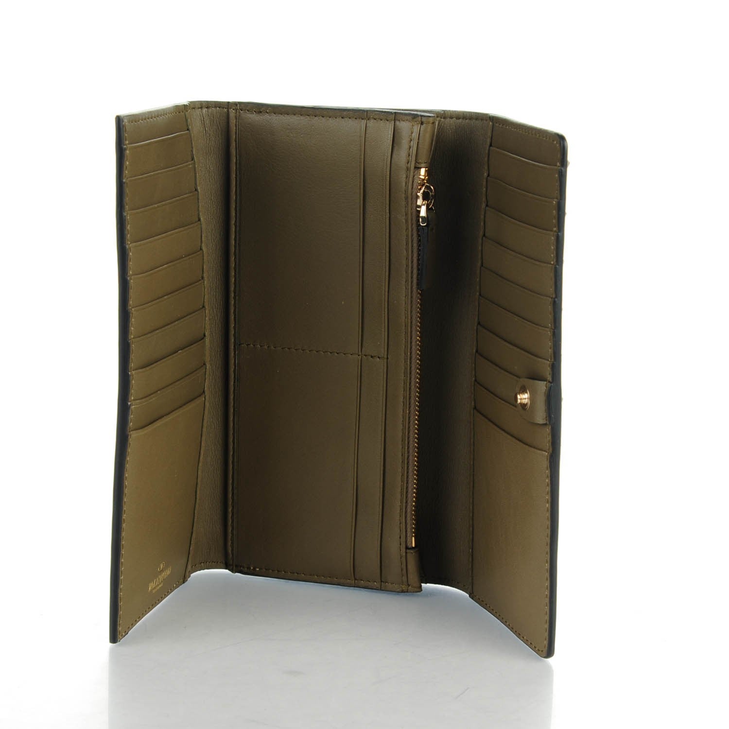 Valentino Garavani Calfskin Rockstud Flap Wallet Army Green 5 of 8