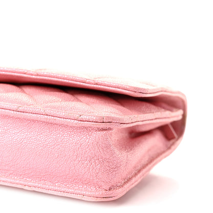 Chanel Iridescent Caviar Quilted Wallet on Chain WOC Rose Pink 11 of 12