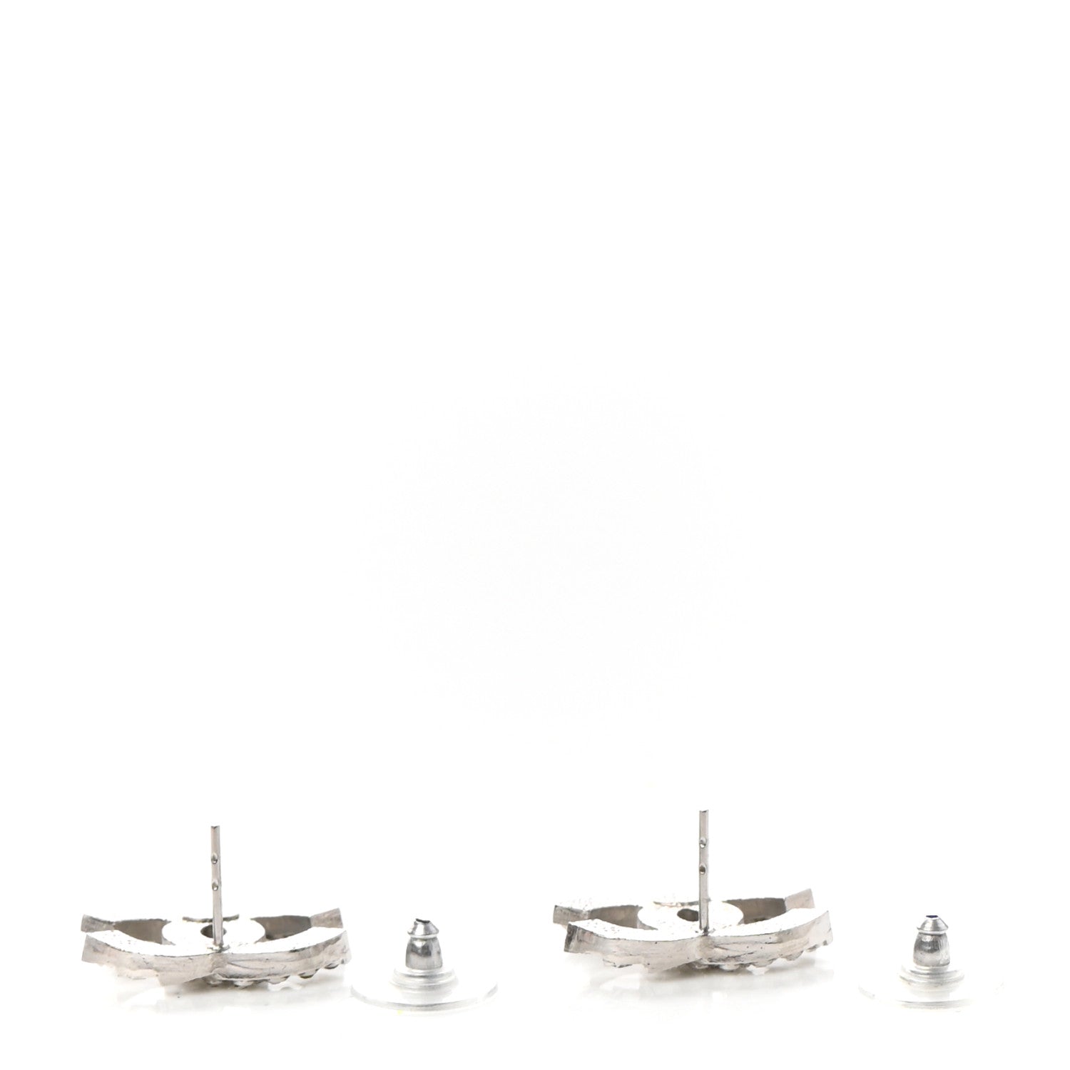 Chanel Baguette Crystal CC Earrings Silver 4 of 5