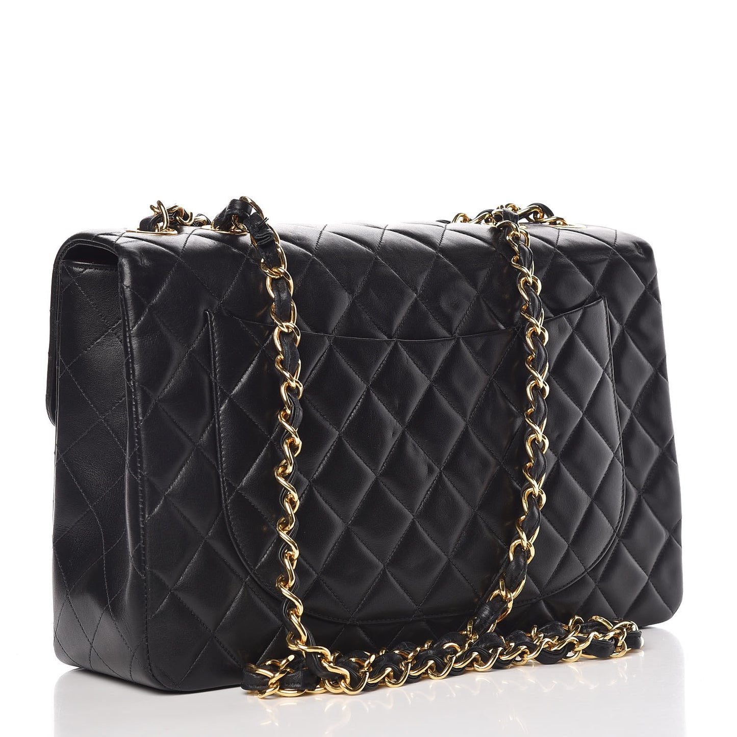 Lambskin Quilted XL Jumbo Single Flap Black